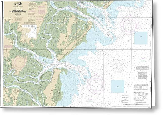 Nautical Chart-11511 Ossabaw-st Catherines Sounds - Greeting Card