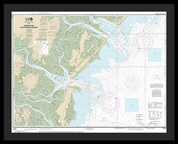 Nautical Chart-11511 Ossabaw-st Catherines Sounds - Framed Print