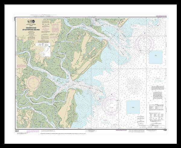 Nautical Chart-11511 Ossabaw-st Catherines Sounds - Framed Print