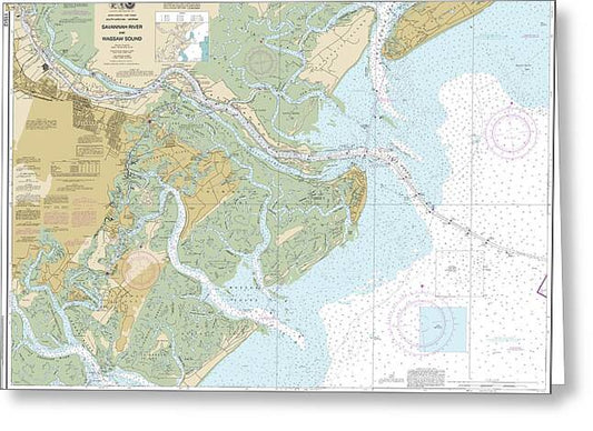 Nautical Chart-11512 Savannah River-wassaw Sound - Greeting Card