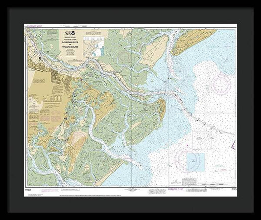 Nautical Chart-11512 Savannah River-wassaw Sound - Framed Print