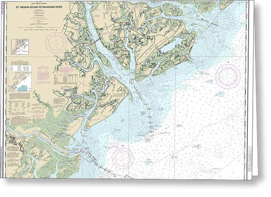 Nautical Chart-11513 St Helena Sound-savannah River - Greeting Card