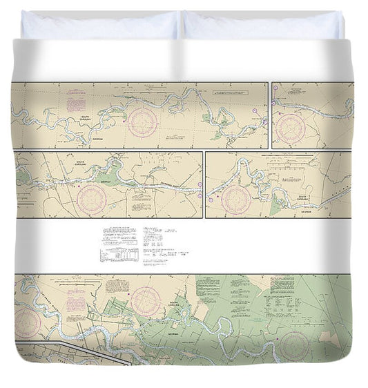 Nautical Chart-11514 Savannah River Savannah-brier Creek - Duvet Cover