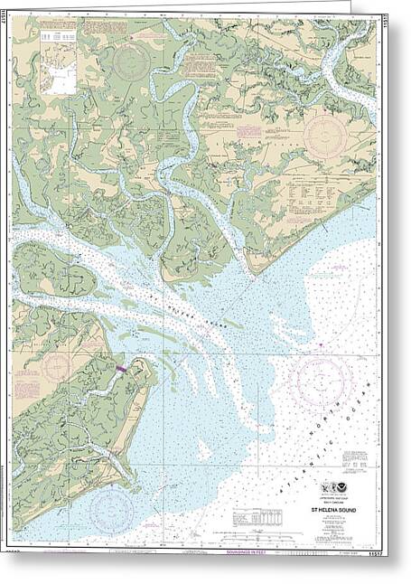 Nautical Chart-11517 St Helena Sound - Greeting Card