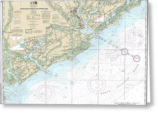 Nautical Chart-11521 Charleston Harbor-approaches - Greeting Card