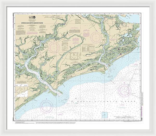Nautical Chart-11522 Stono-north Edisto Rivers - Framed Print