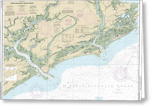 Nautical Chart-11522 Stono-north Edisto Rivers - Greeting Card
