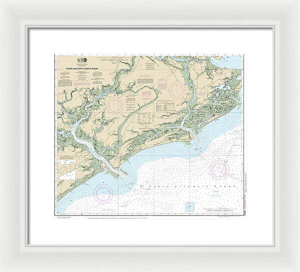 Nautical Chart-11522 Stono-north Edisto Rivers - Framed Print