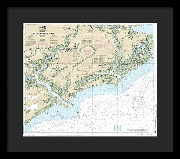 Nautical Chart-11522 Stono-north Edisto Rivers - Framed Print