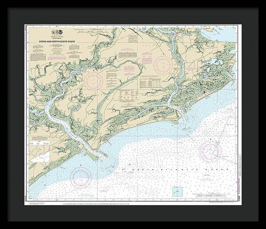Nautical Chart-11522 Stono-north Edisto Rivers - Framed Print