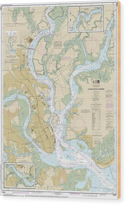Nautical Chart-11524 Charleston Harbor - Wood Print