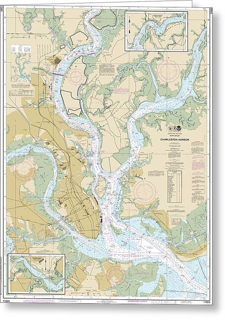 Nautical Chart-11524 Charleston Harbor - Greeting Card