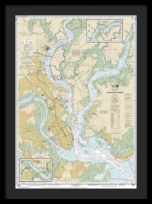 Nautical Chart-11524 Charleston Harbor - Framed Print