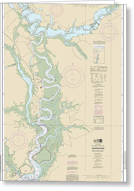 Nautical Chart-11527 Cooper River Above Goose Creek - Greeting Card