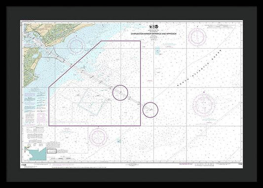 Nautical Chart-11528 Charleston Harbor Entrance-approach - Framed Print