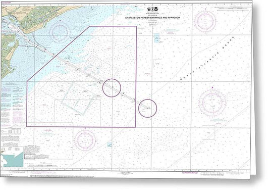 Nautical Chart-11528 Charleston Harbor Entrance-approach - Greeting Card