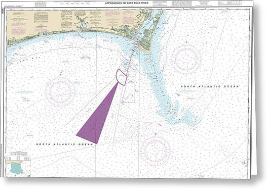 Nautical Chart-11536 Approaches-cape Fear River - Greeting Card
