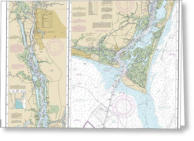 Nautical Chart-11537 Cape Fear River Cape Fear-wilmington - Greeting Card