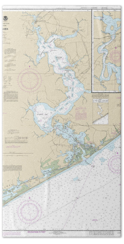 Nautical Chart-11542 New River, Jacksonville - Beach Towel
