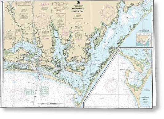 Nautical Chart-11545 Beaufort Inlet-part-core Sound, Lookout Bight - Greeting Card