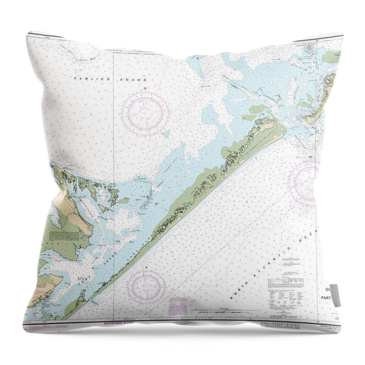 Nautical Chart-11550 Ocracoke Lnlet-part-core Sound - Throw Pillow