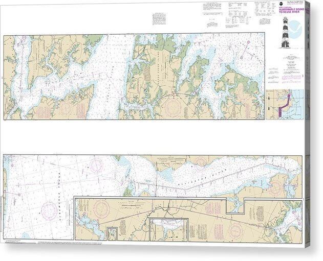 Nautical Chart-11553 Intracoastal Waterway Albermarle Sound-neuse River, Alligator River, Second Creek - Acrylic Print