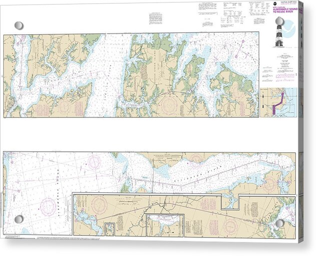 Nautical Chart-11553 Intracoastal Waterway Albermarle Sound-neuse River, Alligator River, Second Creek - Acrylic Print
