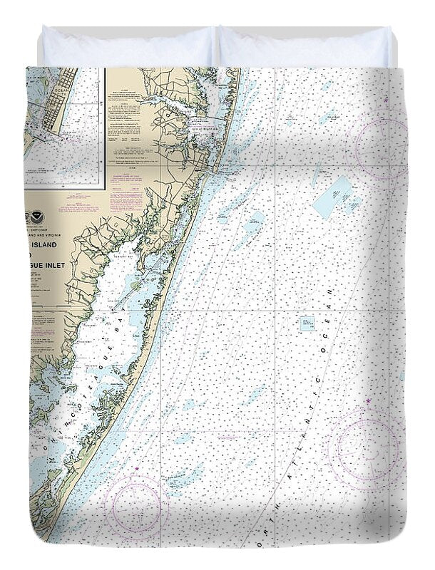 Nautical Chart-12211 Fenwick Island-chincoteague Inlet, Ocean City Inlet - Duvet Cover