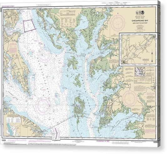 Nautical Chart-12230 Chesapeake Bay Smith Point-cove Point - Acrylic Print