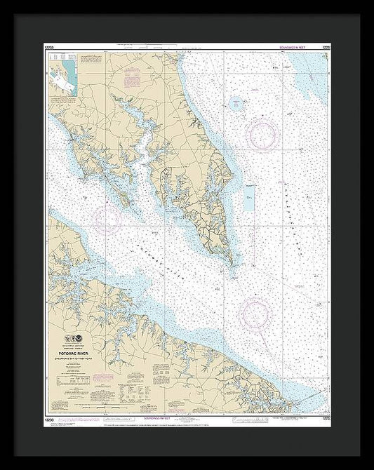 Nautical Chart-12233 Potomac River Chesapeake Bay-piney Point - Framed Print