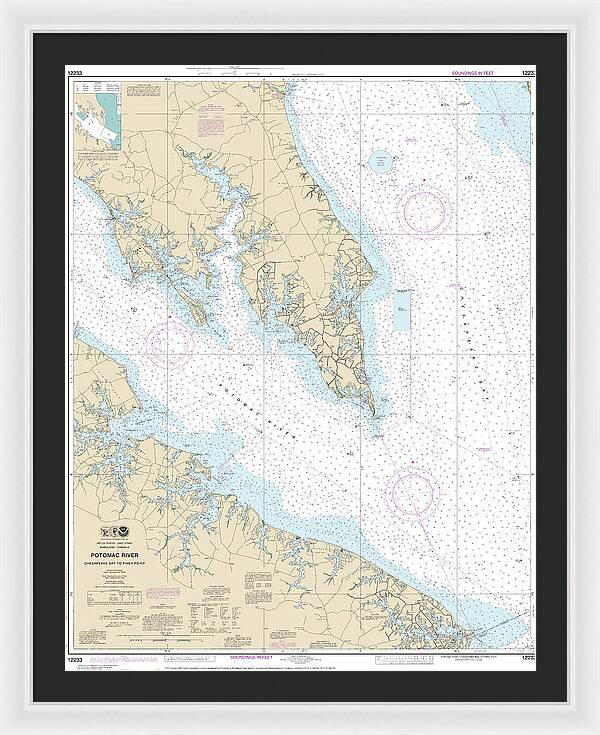 Nautical Chart-12233 Potomac River Chesapeake Bay-piney Point - Framed Print