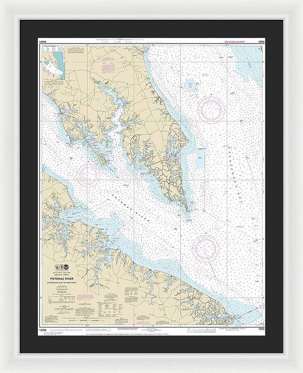 Nautical Chart-12233 Potomac River Chesapeake Bay-piney Point - Framed Print