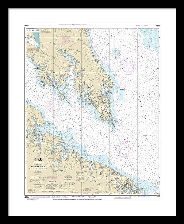 Nautical Chart-12233 Potomac River Chesapeake Bay-piney Point - Framed Print