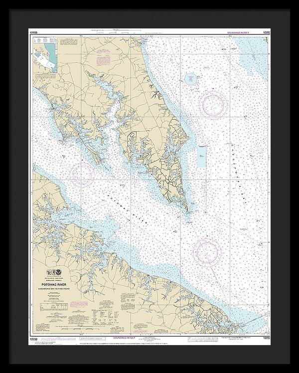 Nautical Chart-12233 Potomac River Chesapeake Bay-piney Point - Framed Print