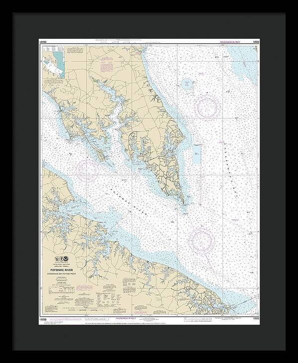 Nautical Chart-12233 Potomac River Chesapeake Bay-piney Point - Framed Print