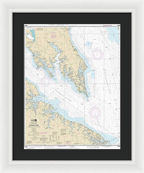 Nautical Chart-12233 Potomac River Chesapeake Bay-piney Point - Framed Print