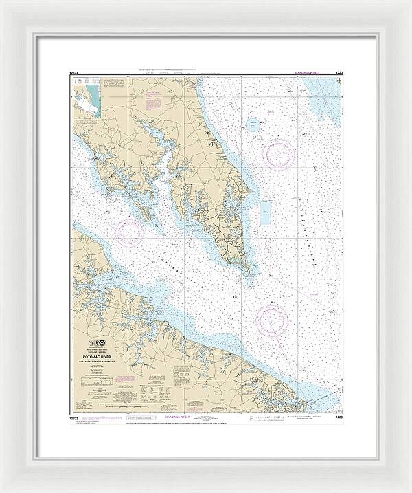 Nautical Chart-12233 Potomac River Chesapeake Bay-piney Point - Framed Print