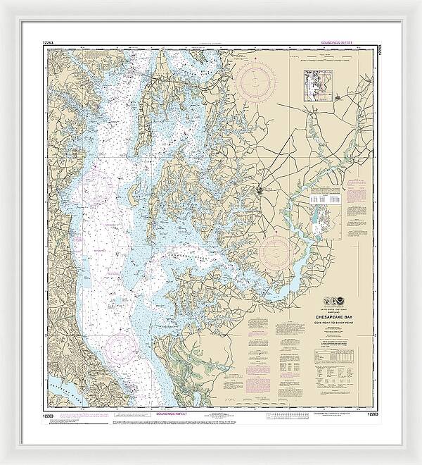 Nautical Chart-12263 Chesapeake Bay Cove Point-sandy Point - Framed Print