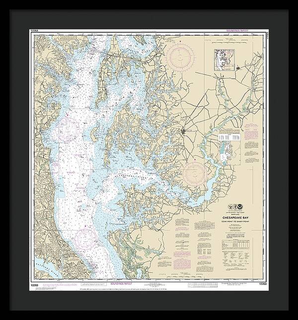 Nautical Chart-12263 Chesapeake Bay Cove Point-sandy Point - Framed Print