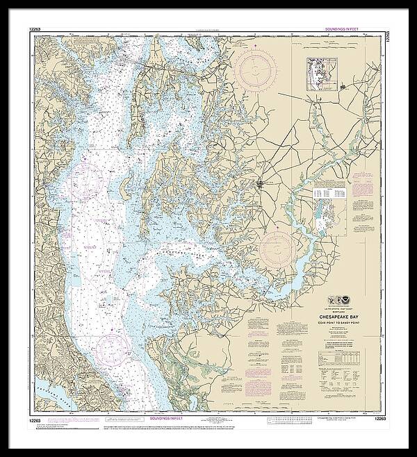 Nautical Chart-12263 Chesapeake Bay Cove Point-sandy Point - Framed Print