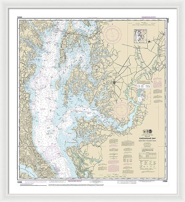 Nautical Chart-12263 Chesapeake Bay Cove Point-sandy Point - Framed Print