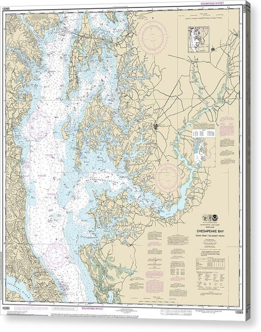 Nautical Chart-12263 Chesapeake Bay Cove Point-sandy Point - Acrylic Print