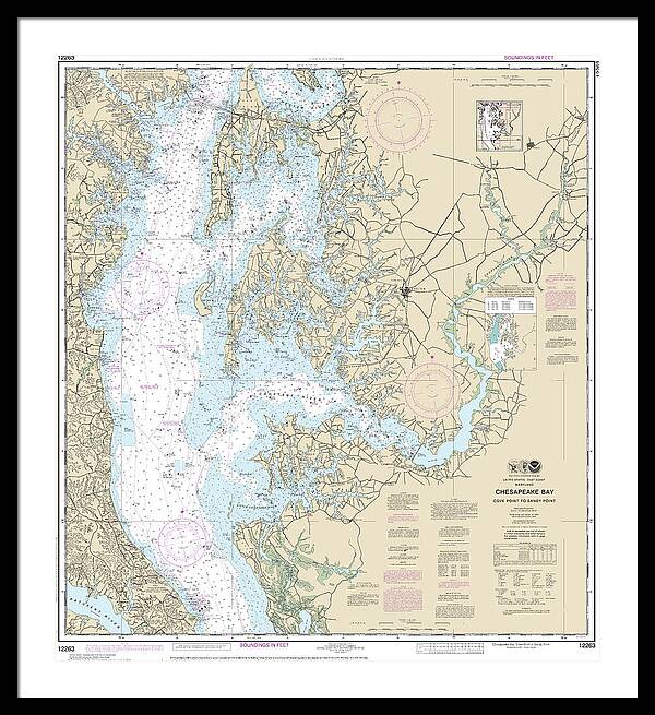 Nautical Chart-12263 Chesapeake Bay Cove Point-sandy Point - Framed Print