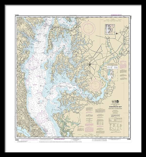 Nautical Chart-12263 Chesapeake Bay Cove Point-sandy Point - Framed Print