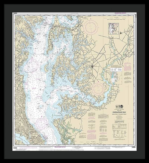 Nautical Chart-12263 Chesapeake Bay Cove Point-sandy Point - Framed Print