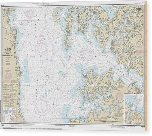 Nautical Chart-12266 Chesapeake Bay Choptank River-herring Bay, Cambridge - Wood Print
