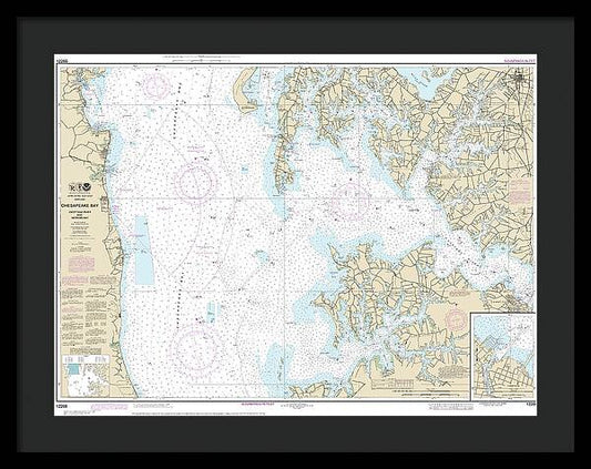 Nautical Chart-12266 Chesapeake Bay Choptank River-herring Bay, Cambridge - Framed Print