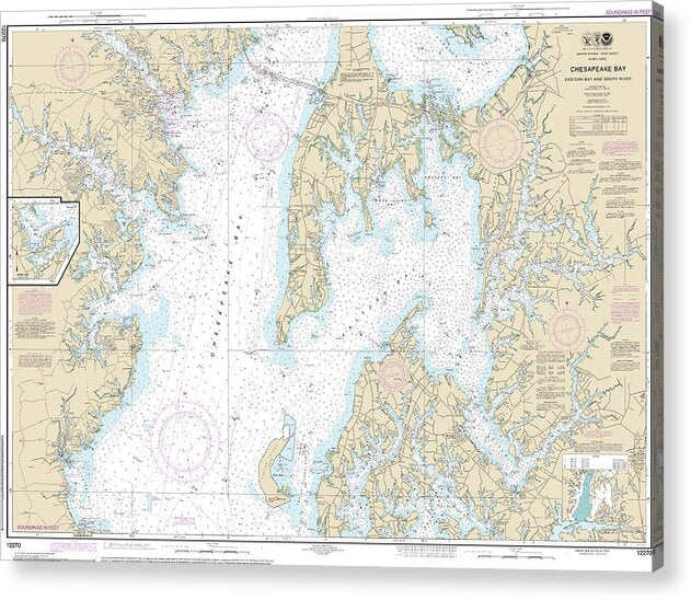 Nautical Chart-12270 Chesapeake Bay Eastern Bay-south River, Selby Bay - Acrylic Print