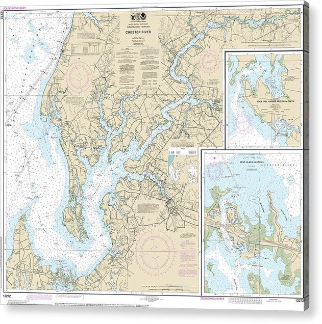 Nautical Chart-12272 Chester River, Kent Island Narrows, Rock Hall Harbor-swan Creek - Acrylic Print