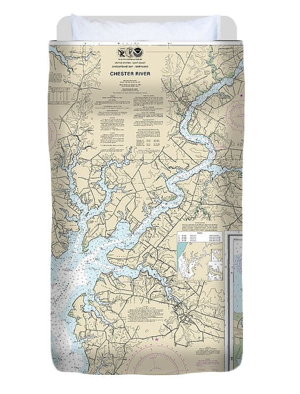 Nautical Chart-12272 Chester River, Kent Island Narrows, Rock Hall Harbor-swan Creek - Duvet Cover